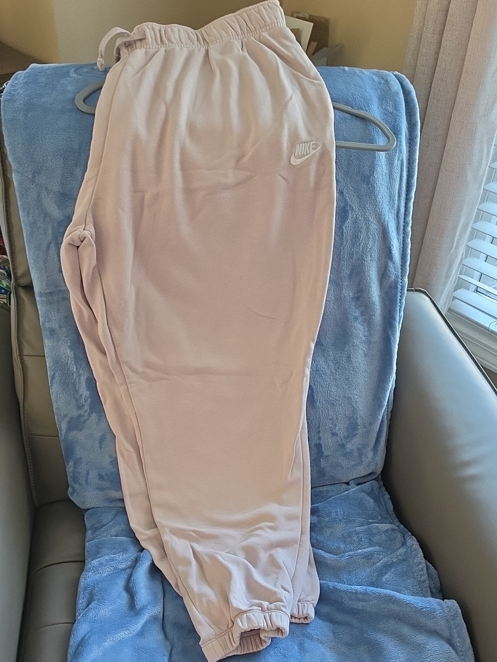 Nike Oversized Cream Women's Jogger Sweatpants with Swoosh